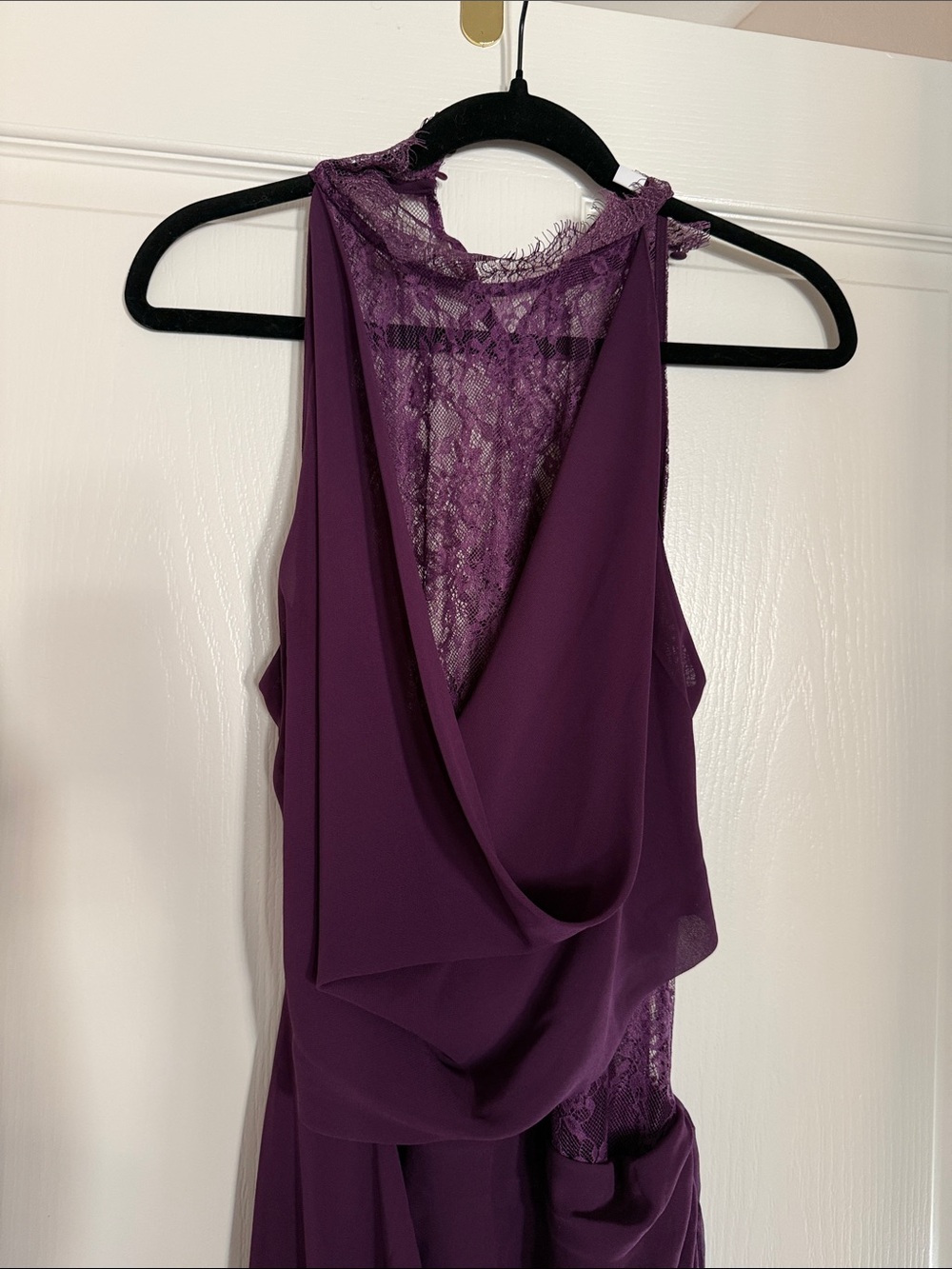 Meshki Arra Chiffon And Lace Halter Maxi Dress - Plum - Picture 4 of 13